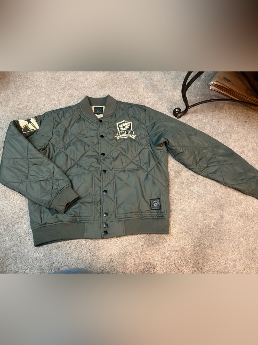Famous Stars & Straps Olive Green Quilted Bomber